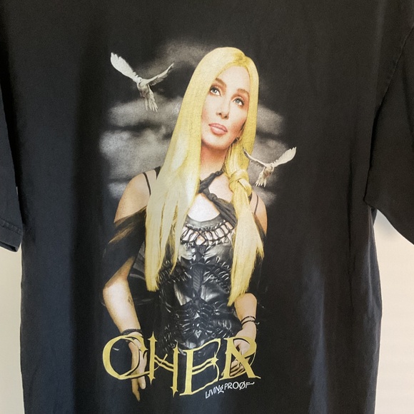 Vintage 2002 Cher Living Proof Farewell Tour Shirt Black Giant Tag Mens Sz XL - Picture 2 of 9